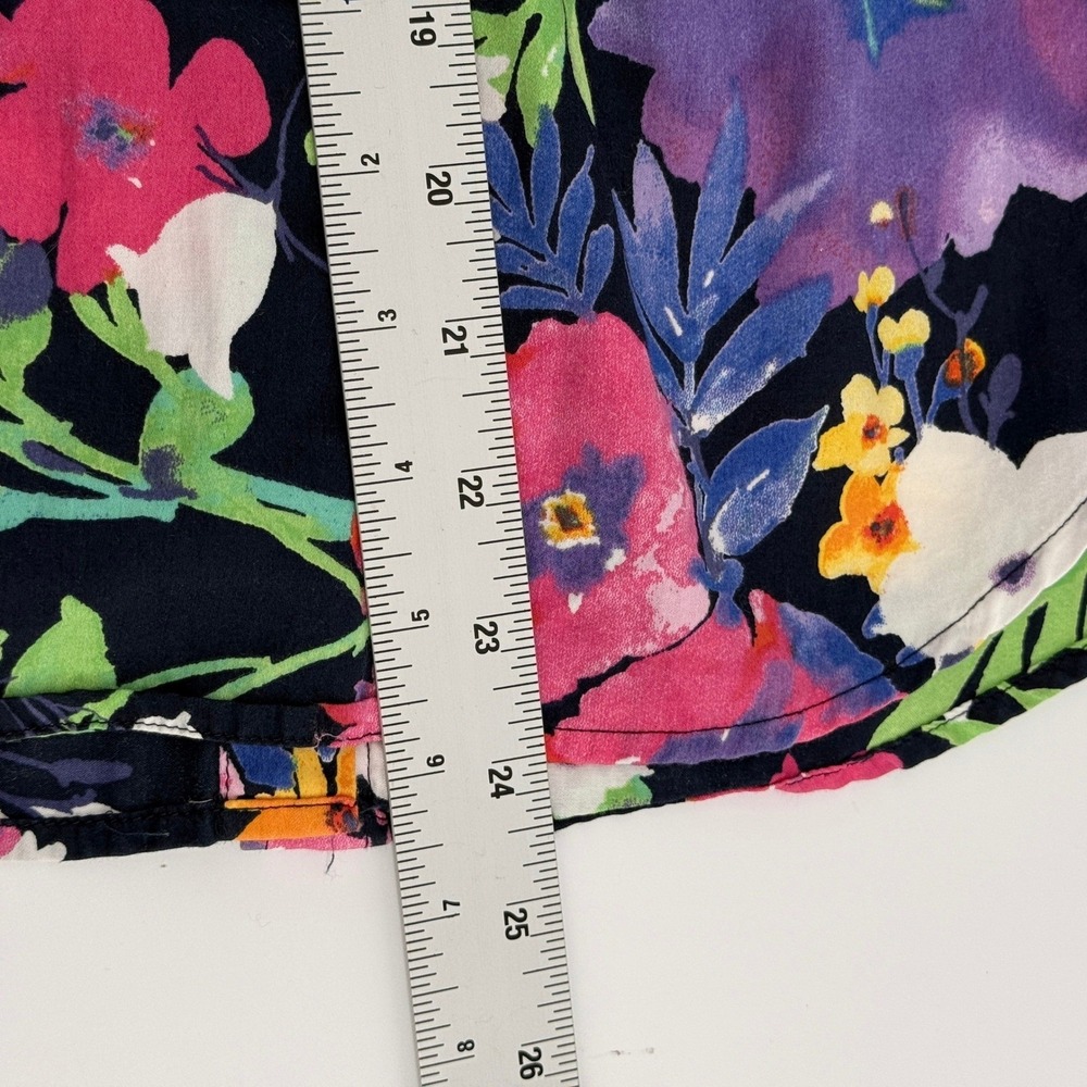 Lauren Ralph Lauren Button Down Blouse Shirt Womens S Navy Blue Colorful Floral - Picture 6 of 11